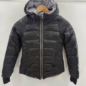 Lululemon Ivivva Girl’s Down Filled Puffer Ski Jacket Full Zip Hooded Blk Size 8